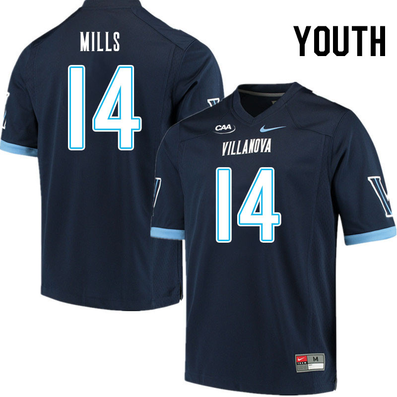 Youth #14 Dylan Mills Villanova Wildcats College Football Jerseys Stitched Sale-Navy